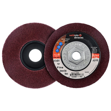 WELDCOTE Surface Cond. Wheel 75/8-11 Maroon Aluminum Oxide Fine Discs T27 11185